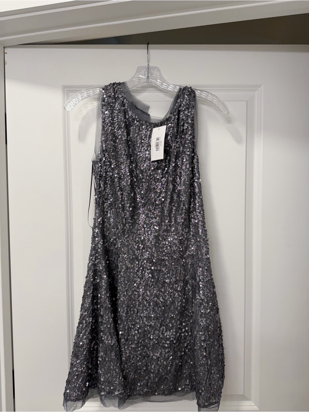 Sleeveless Silver Sequin Mini Dress
